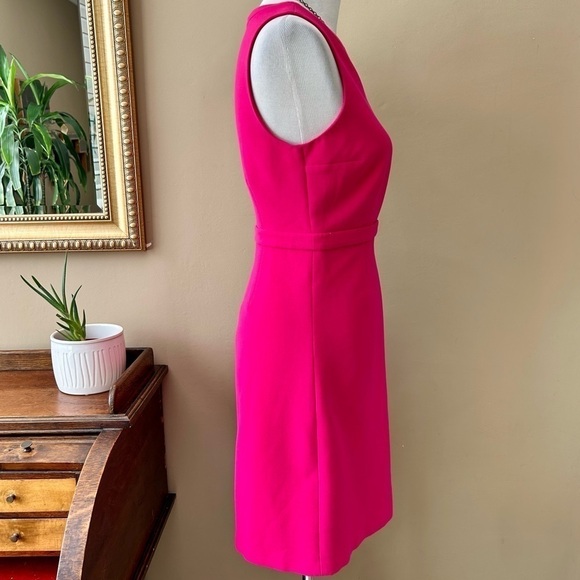 Diane von Furstenberg DVF Hot Pink Fleur Sleeveless Mini Dress Split Neck Size 6 - Picture 5 of 10